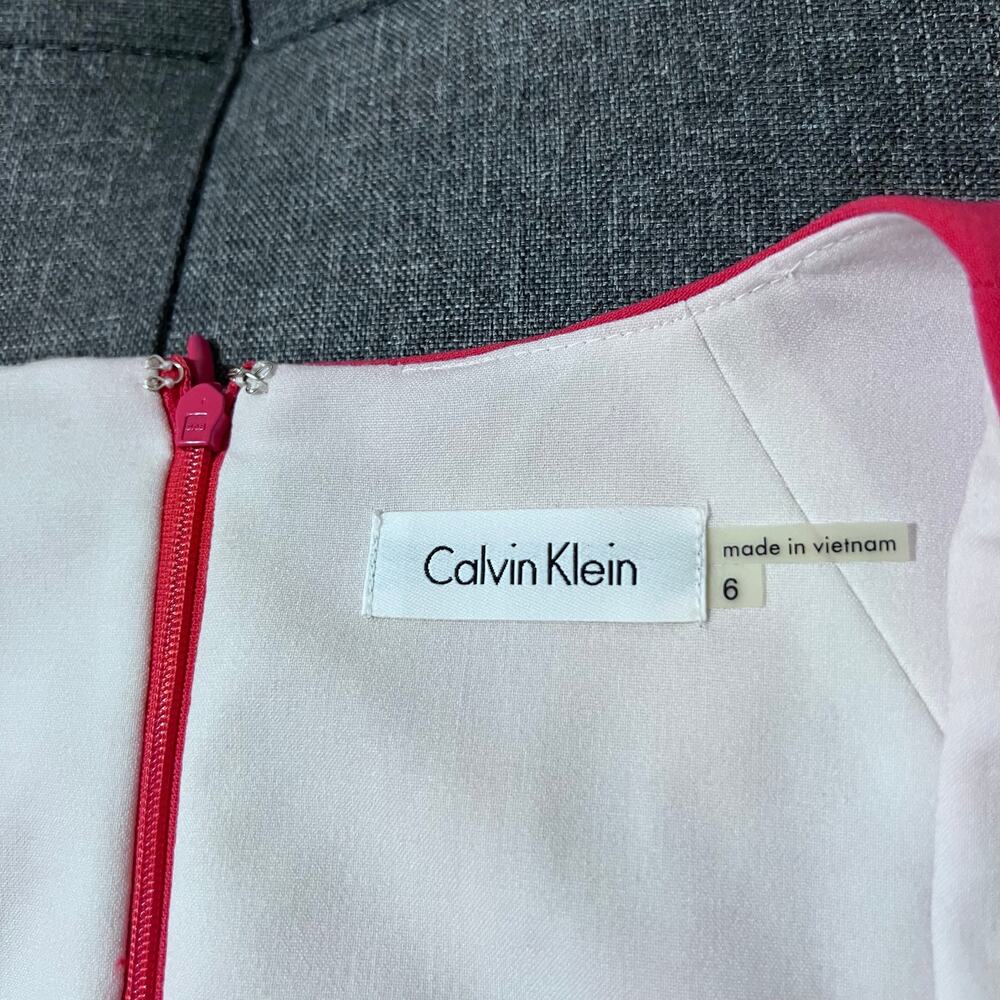 Calvin Klein Dress Women 6 Orange Scuba Pleated Front Career Office - Picture 6 of 8